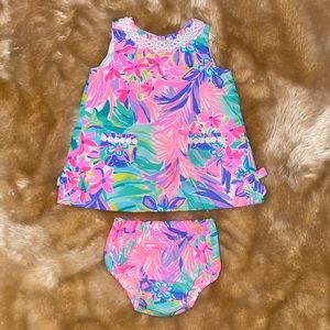 Lilly Pulitzer Infant Shift Dress & Bloomers In MultiItWasAllADream, Sz 12-18 Mo